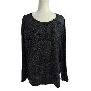 Chico's Women's Long Sleeve Pullover Black Sparkle Casual Top Sz  XL